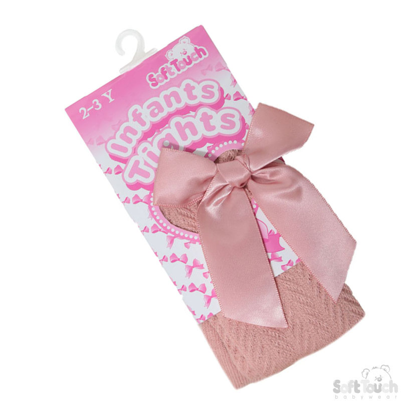 Rose Gold Childs Tights W/ Long Bow No. T170-RO