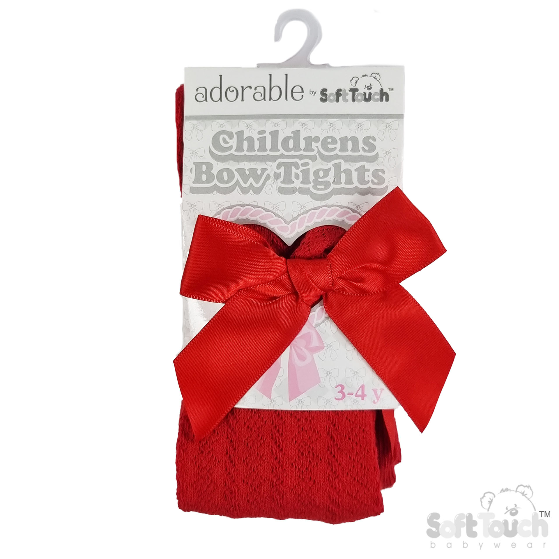 Red Childs Jaquard Tights W/ Long Bow No. T170-R