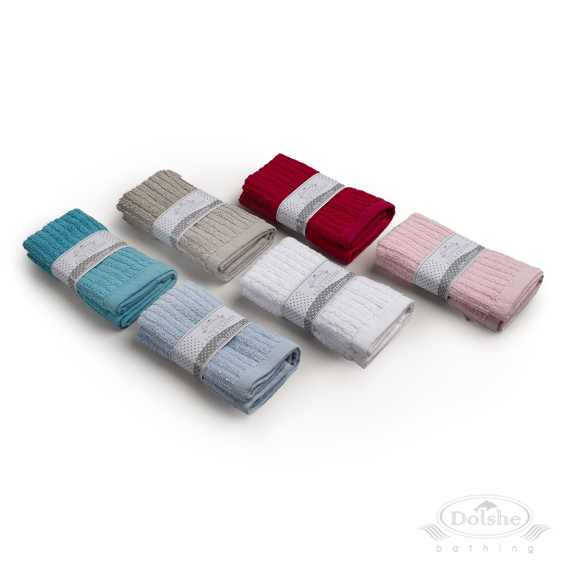 Pastel Ribbed Face Cloths (Display Box) No. T202-DB