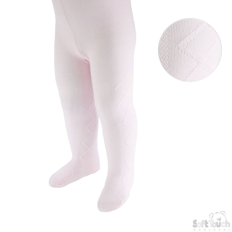 Pink Plain Jacquard Tights No.T21-P