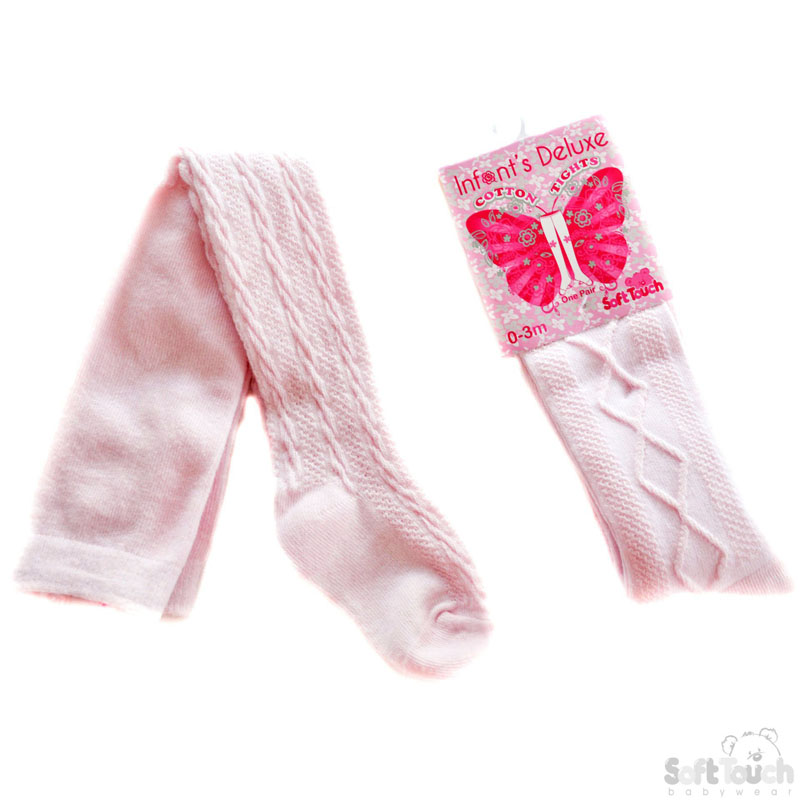 Pink Plain Jacquard Tights No.T21-P