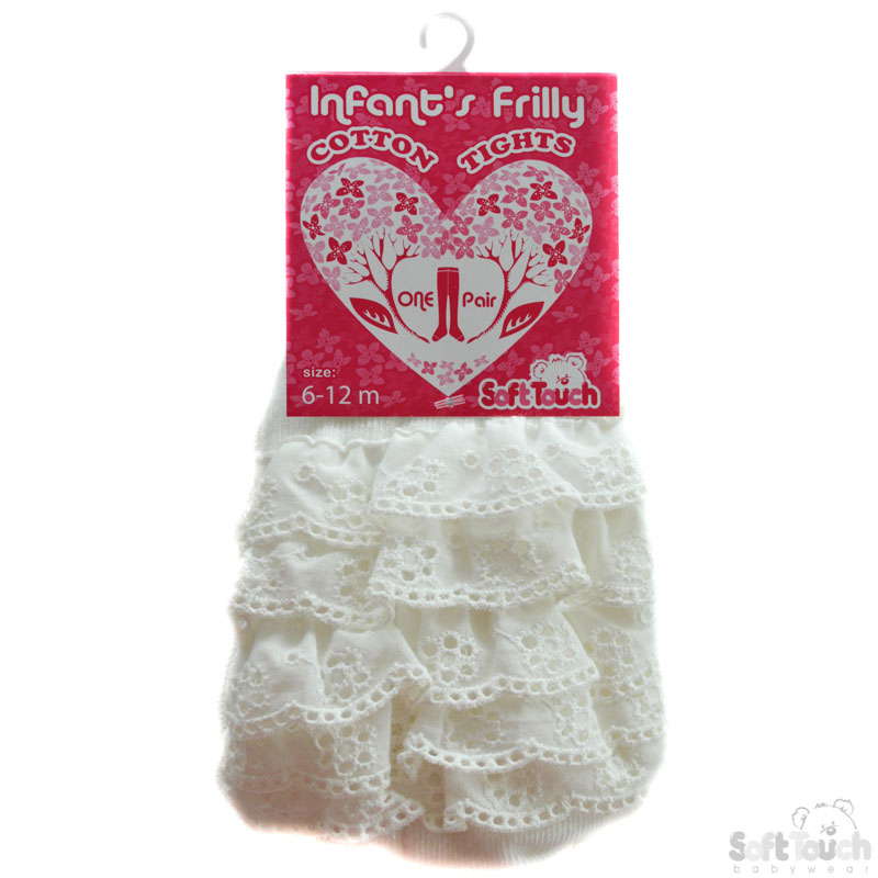 Infants Cream Frilly Tights: T24-C