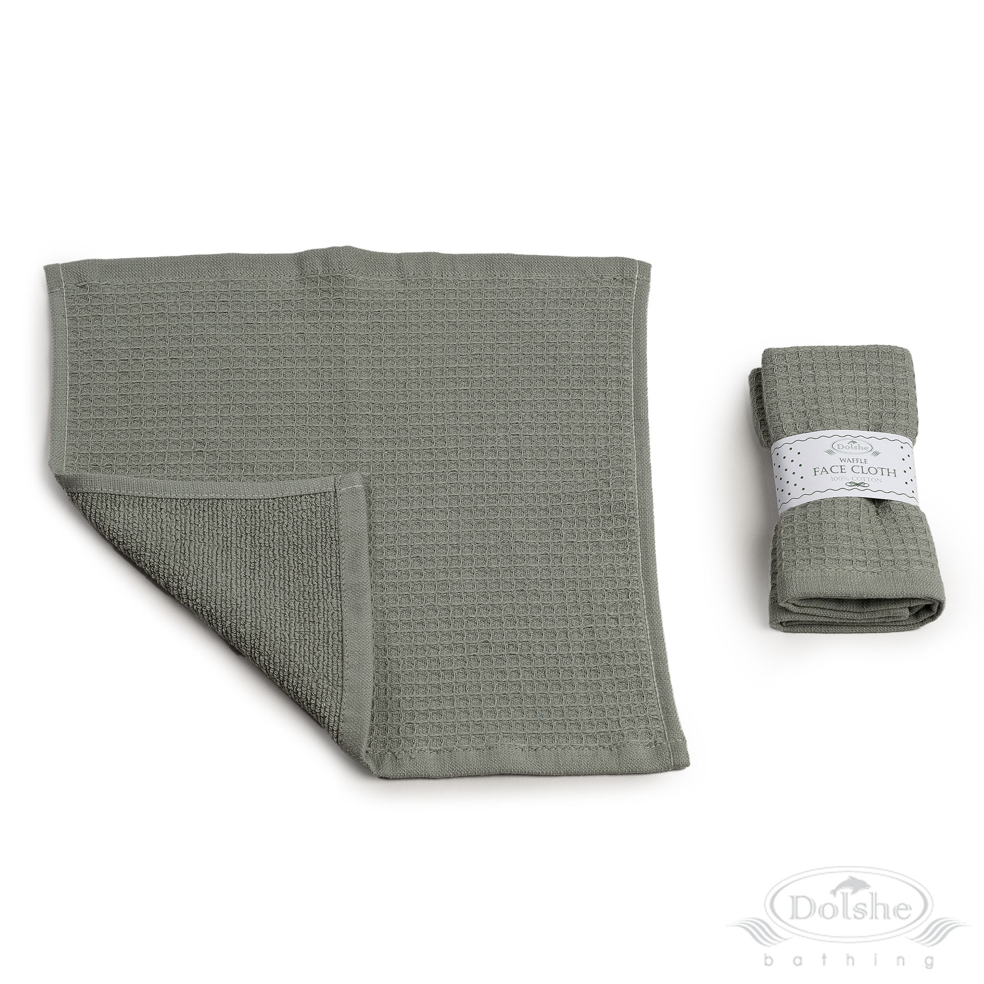Sage Green Reversible Waffle/Terry Face Cloth  No. T302-SG
