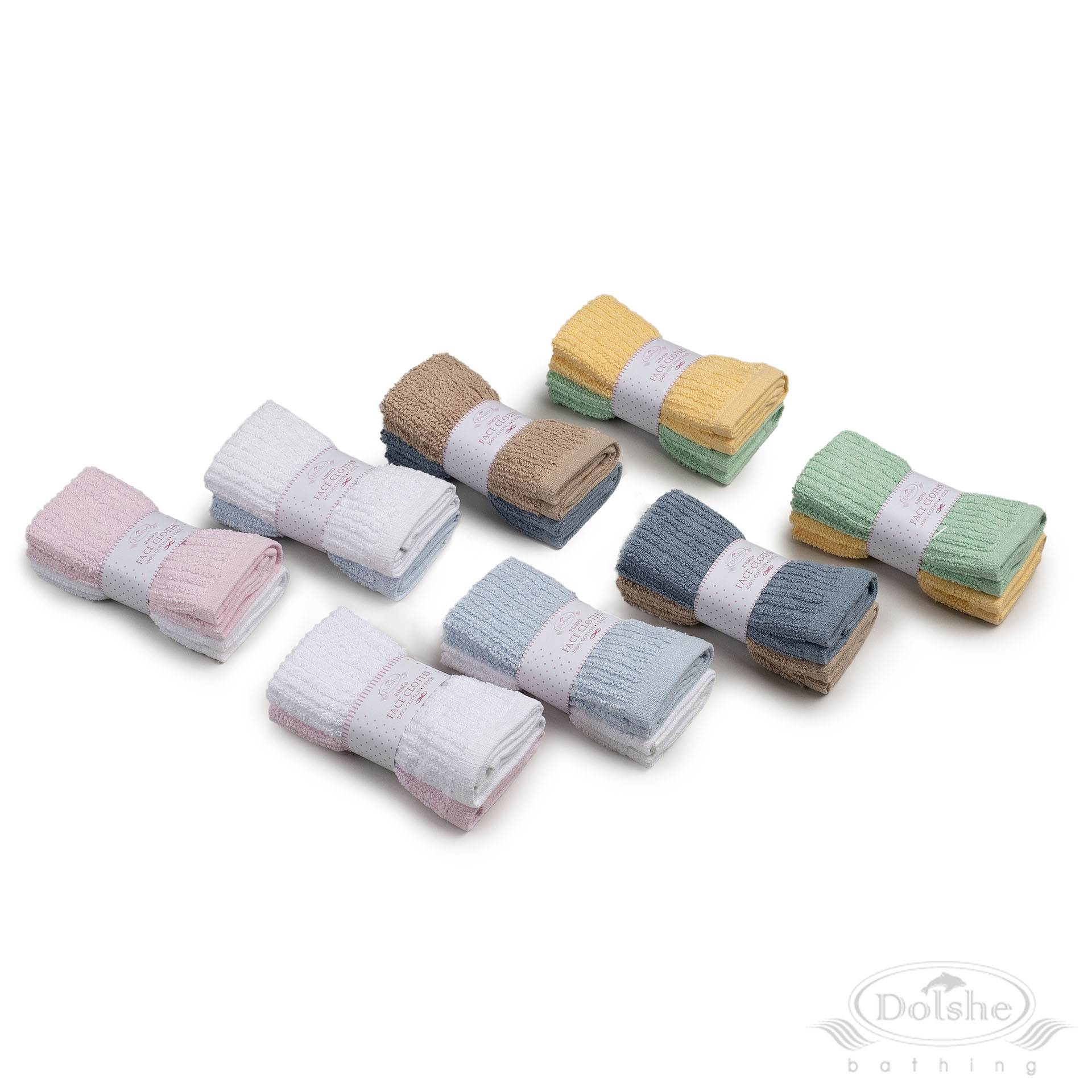 2 Pack RP Ribbed Face Cloth (Display Box) No. T304-DB