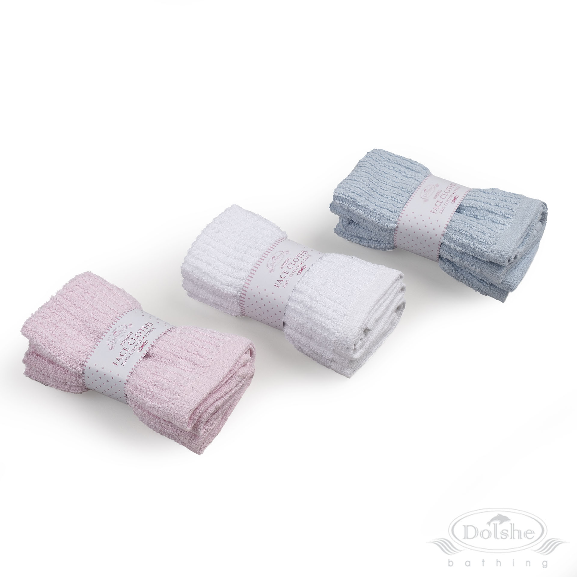 Bulk Pack Ribbed Face Cloth (2 Pcs/ Pack invoiced as singles) - T304