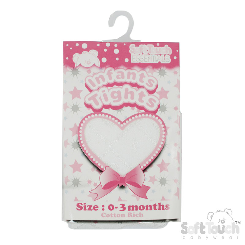 Girls Shiny Tights T31-White 0-3