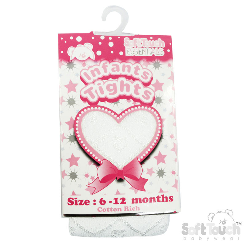 Girls Shiny Tights T31-White 6-12
