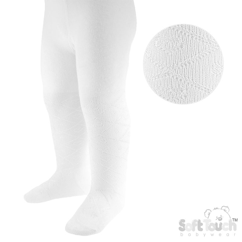 Girls Shiny Tights T31-White NB