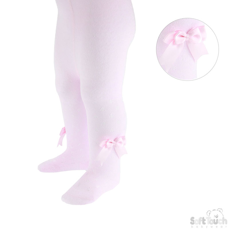 Pink Shiny Tights W/Bow No. T40-P