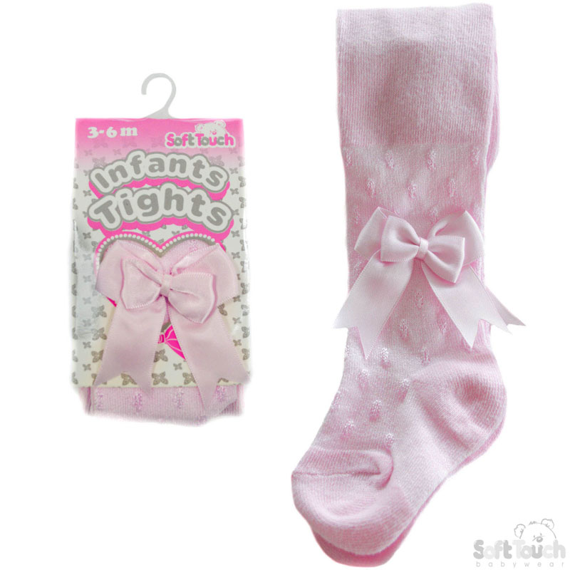 Pink Shiny Tights W/Bow No. T40-P