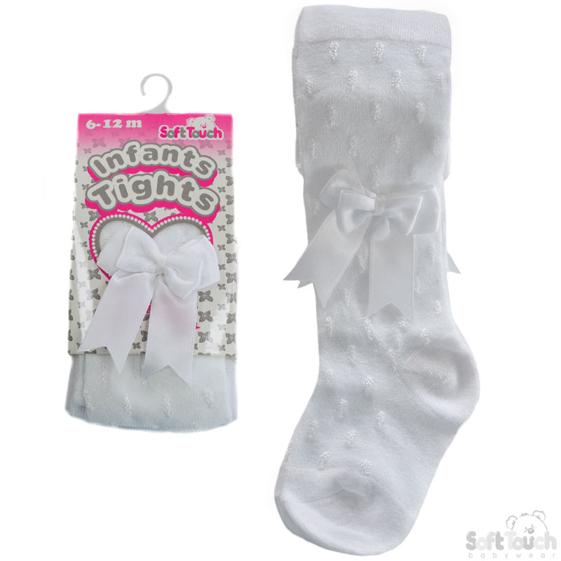 White Shiny Tights W/Bow No. T40-W
