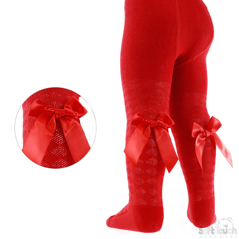Red 'Diamond' Tights W/Bow No. T42-R