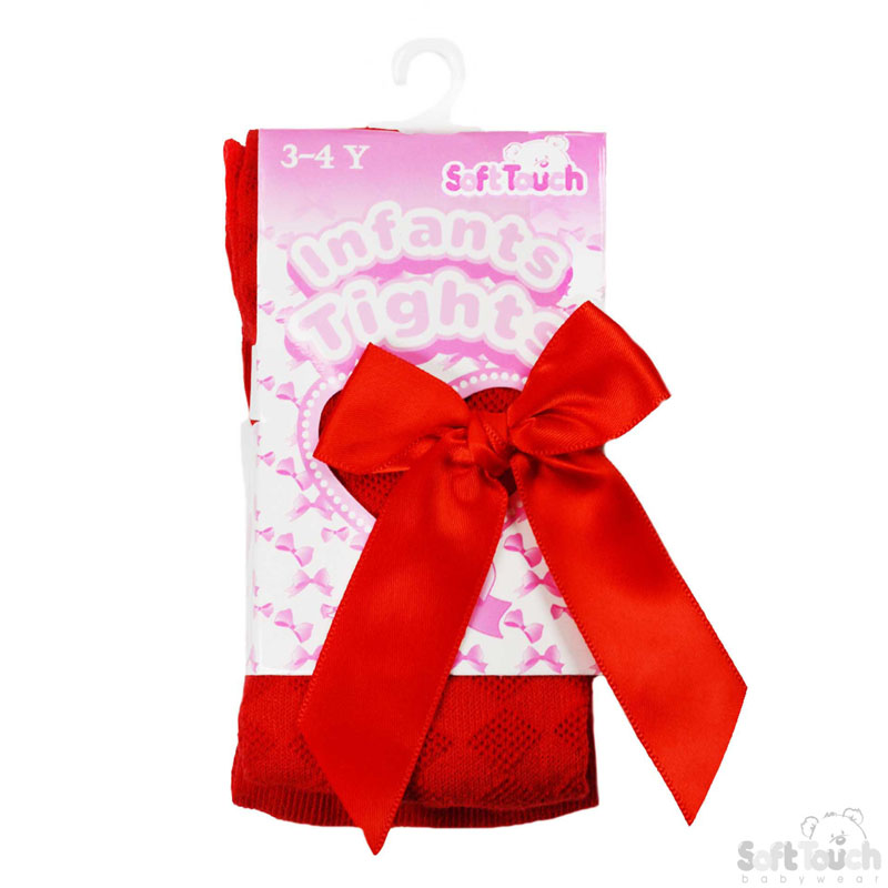 Red 'Diamond' Tights W/Bow No. T42-R