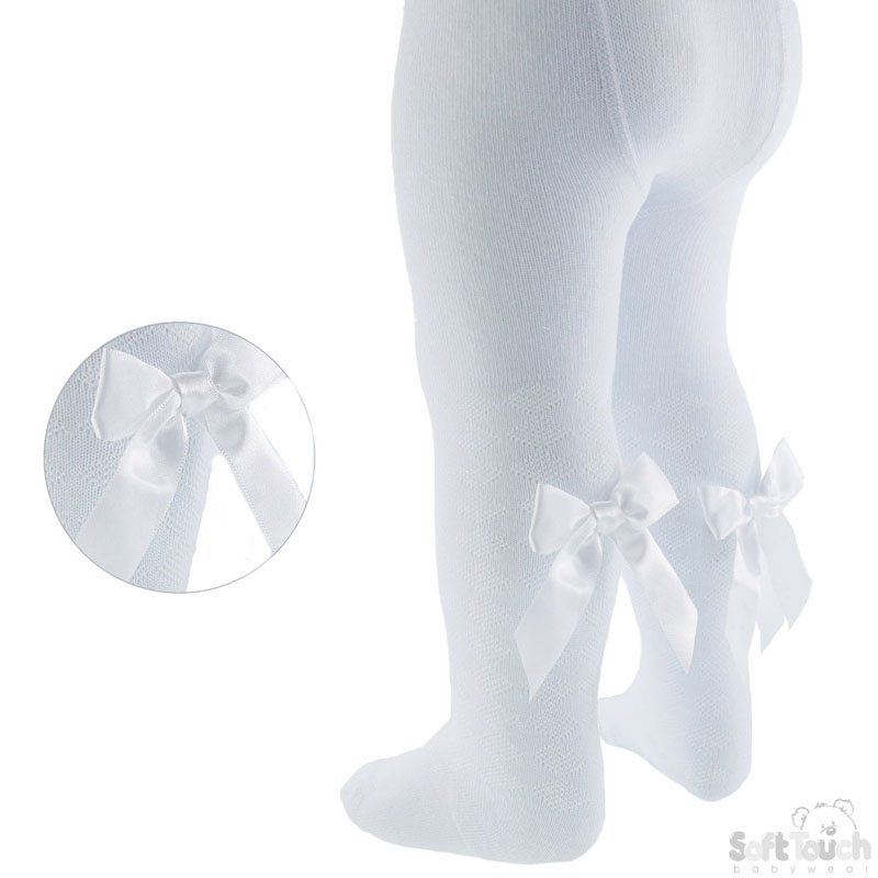 White 'Diamond' Tights W/Bow No. T42-W
