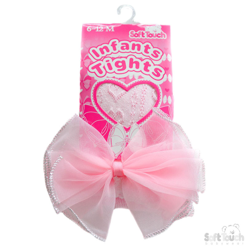 Pink Infants Heart Tights W/Large Bow No. T43-P
