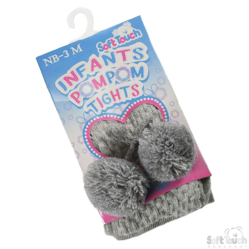 Grey Infants Tights W/Pom Pom  No. T45-G
