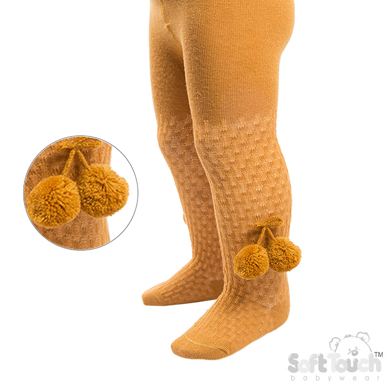Mustard Checks Tights w/Pom Pom : T45-M