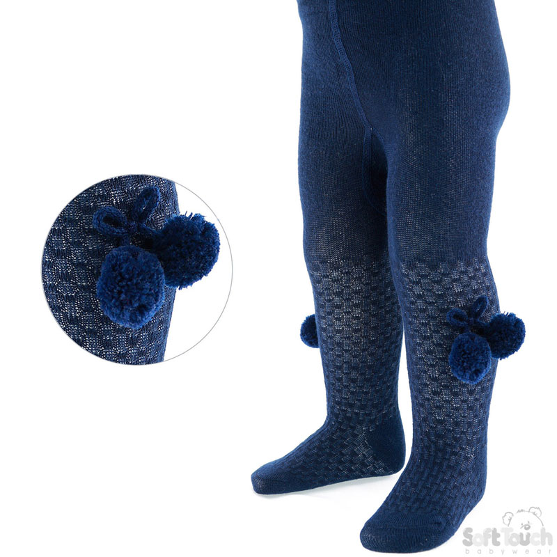 Navy Infants Tights W/Pom Pom No. T45-N