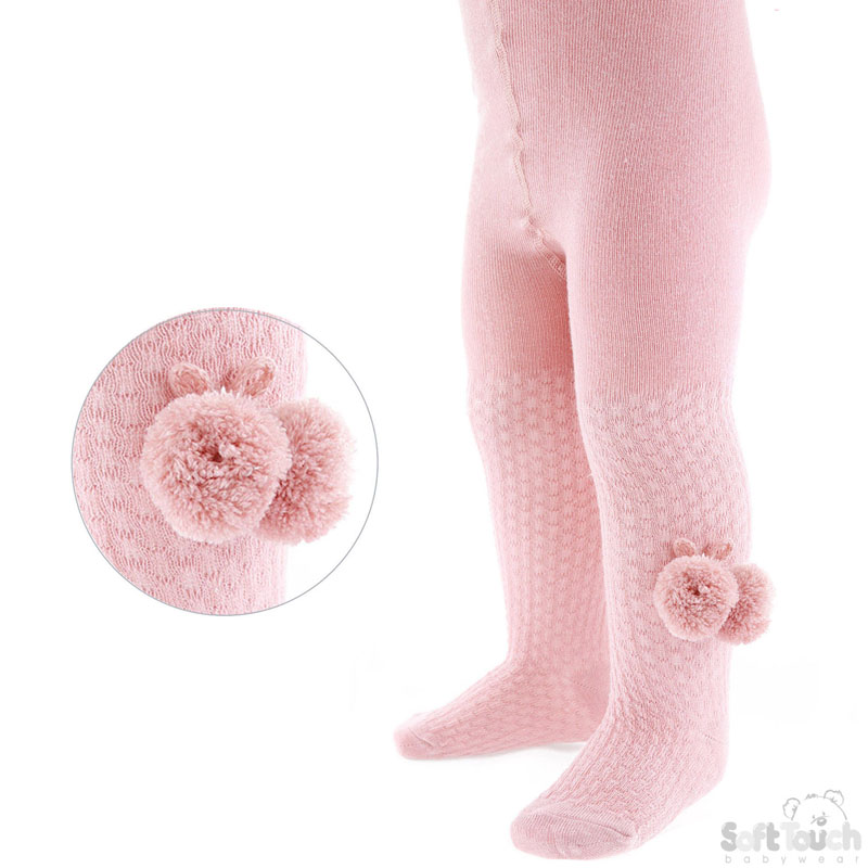 Rose Gold Checks Tights W/Pom Pom No. T45-RO