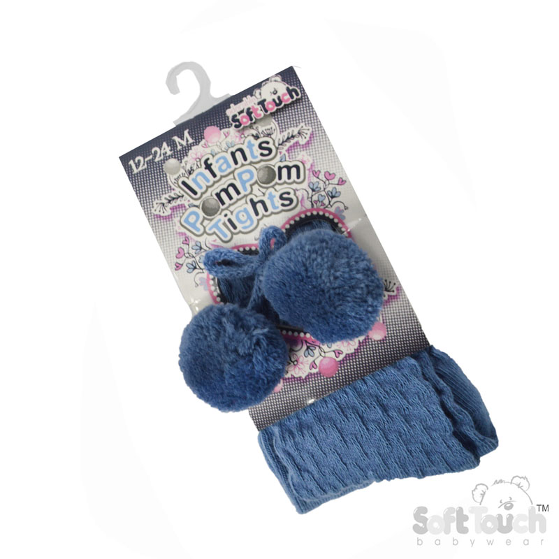 Steel Blue Checks Tights w/Pom Pom : T45-SB