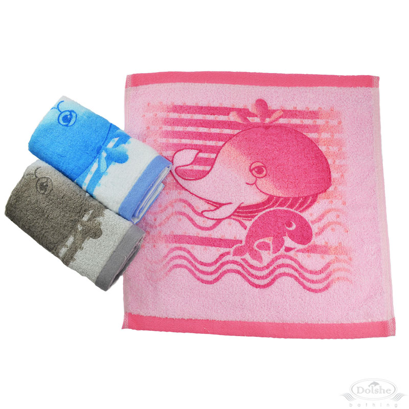 Pink, Blue, Grey Whale Face Cloth No. T459