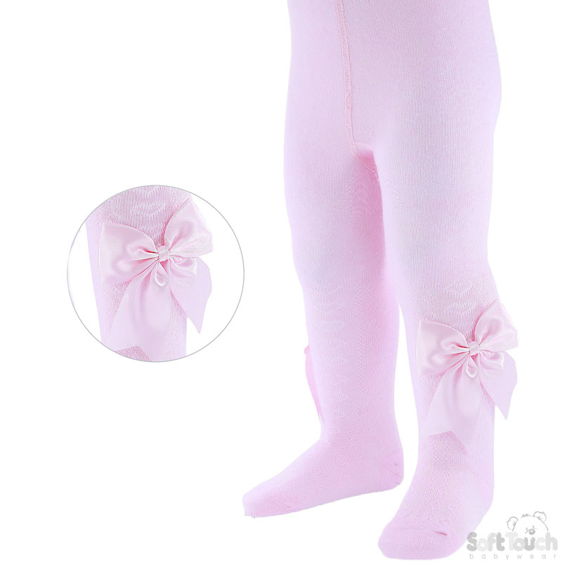 Pink 'Heart' Tights W/Large Bow No. T47-P