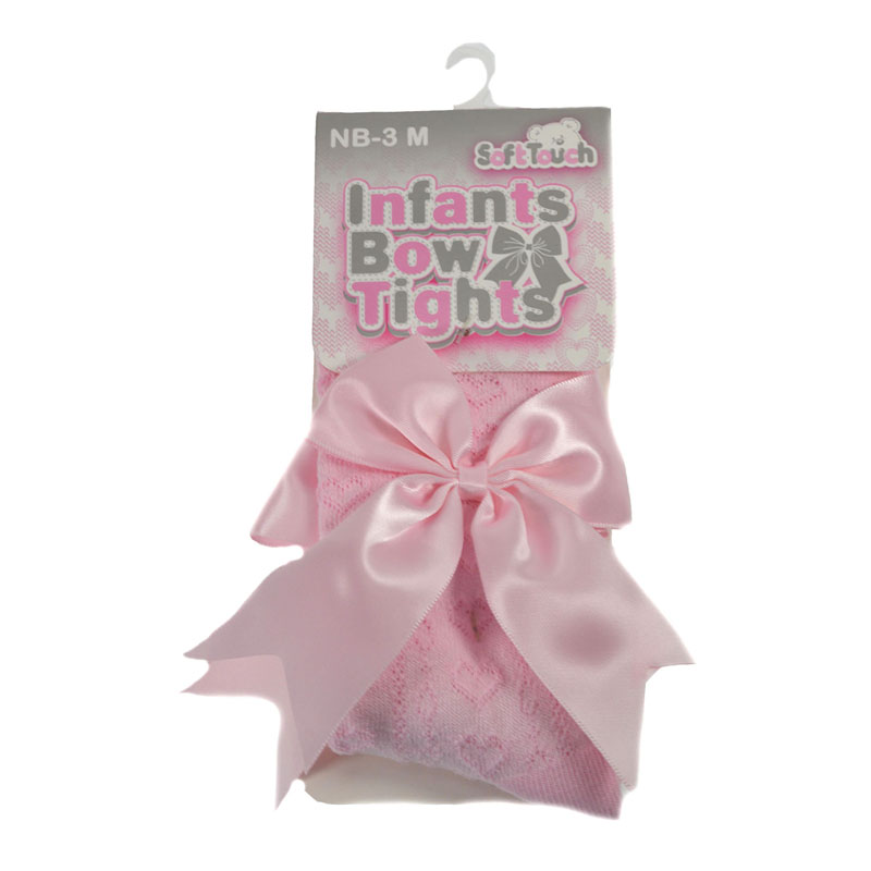 Pink 'Heart' Tights W/Large Bow No. T47-P