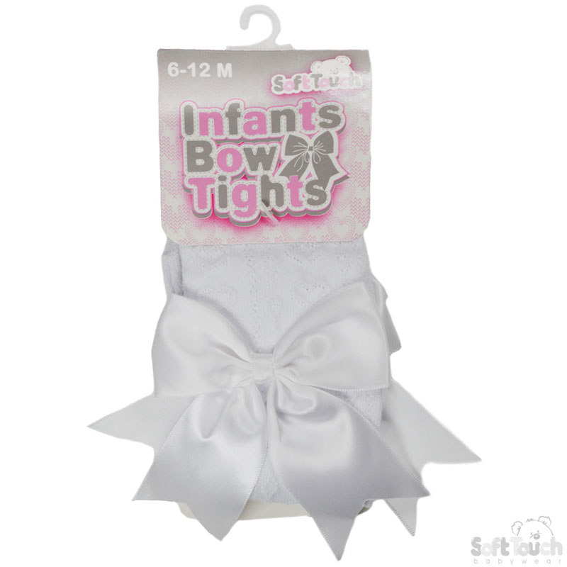 White 'Heart' Tights W/Large Bow No. T47-W