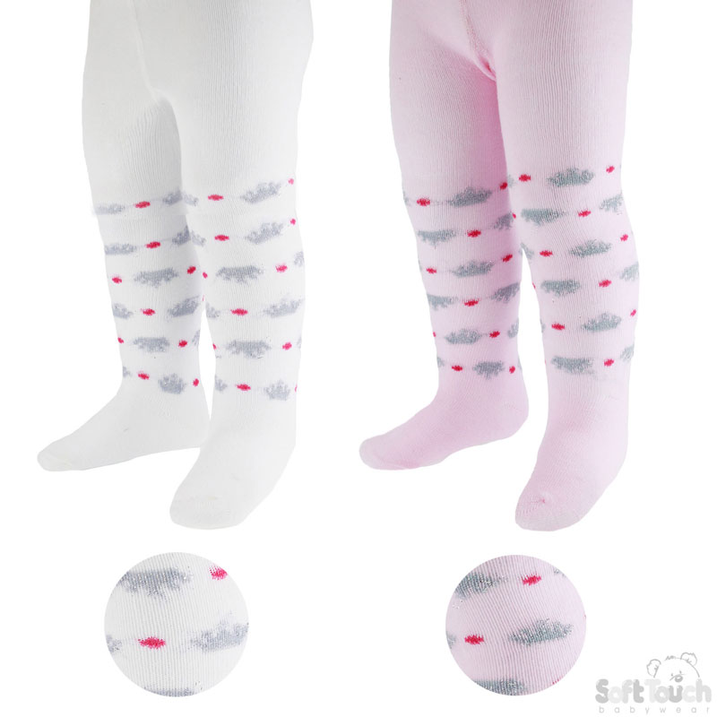 Girls Metallic Crown Tights No.T50