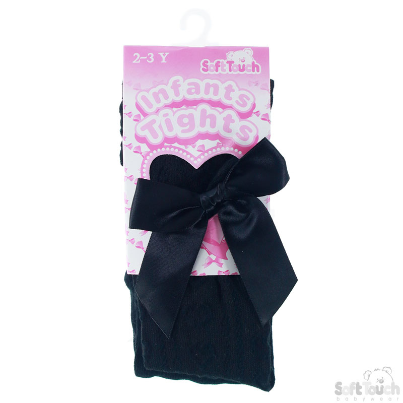 Black Child Heart Tights W/Bow No. T51-BLK