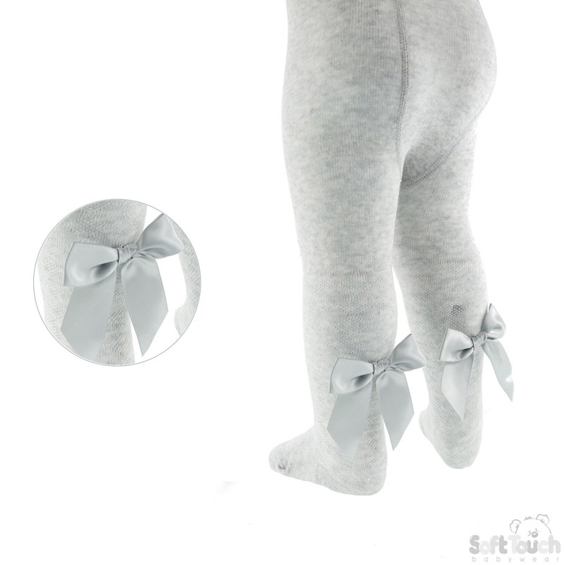 Grey Child Diamond Tights W/Bow No. T51-G