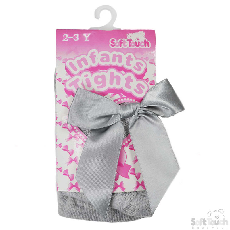 Grey Child Diamond Tights W/Bow No. T51-G