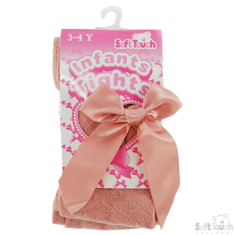 Rose Gold Childs Diamond Tights W/Bow No. T51-RO