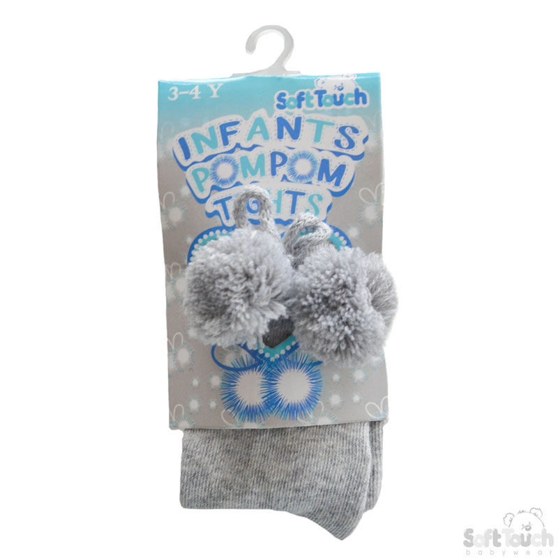 Grey Childs Tights W/Pom Pom No. T53-G