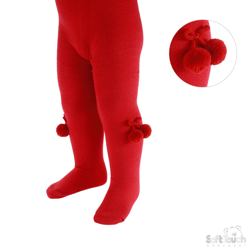 Red  Childs Tights W/Pom Pom No. T53-R