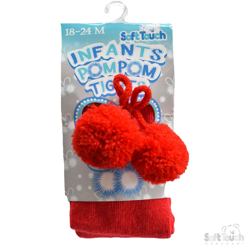 Red  Childs Tights W/Pom Pom No. T53-R