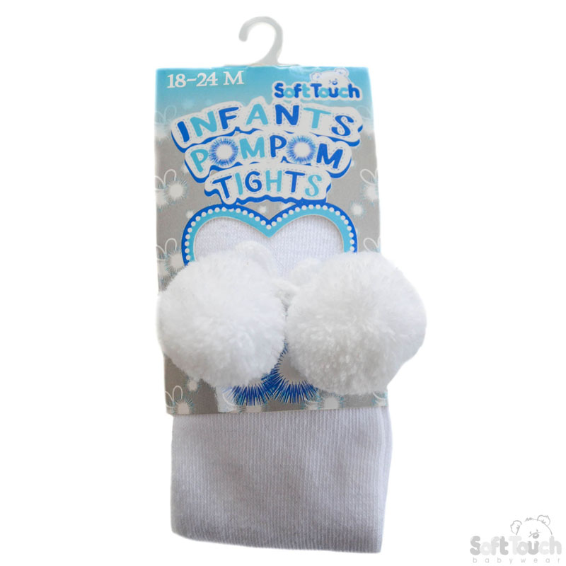 White Childs Tights W/Pom Pom No. T53-W