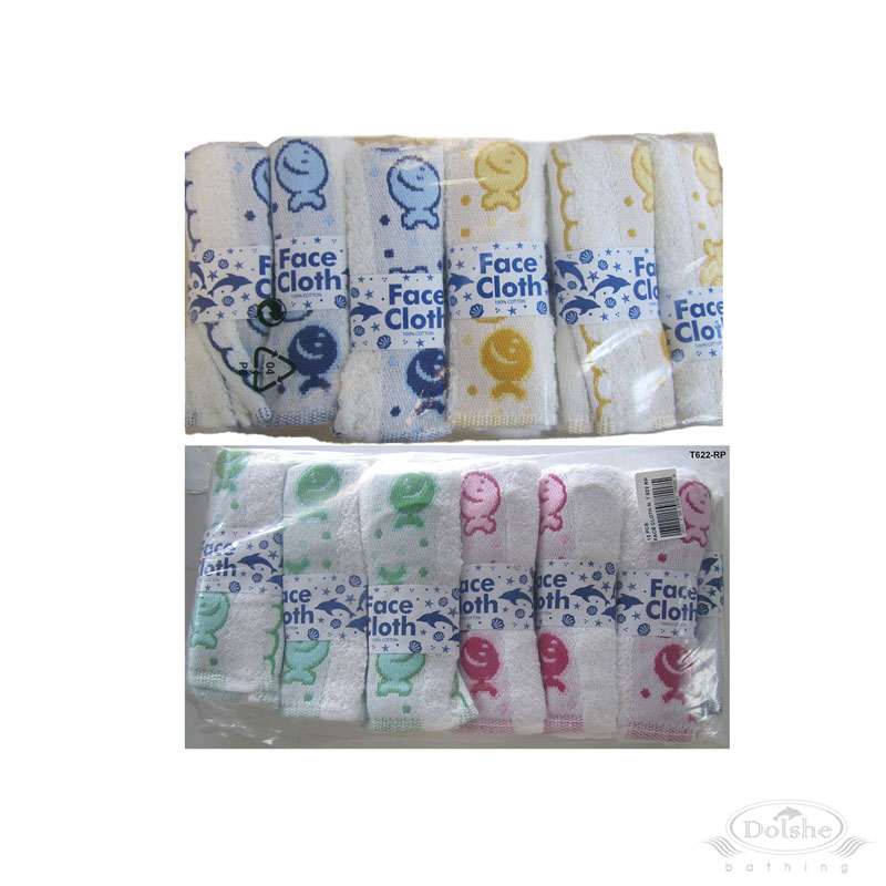 Face Cloths No.T622-RP (White/Fish)