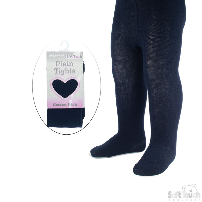Plain Navy Tights : T88-N 3-4y