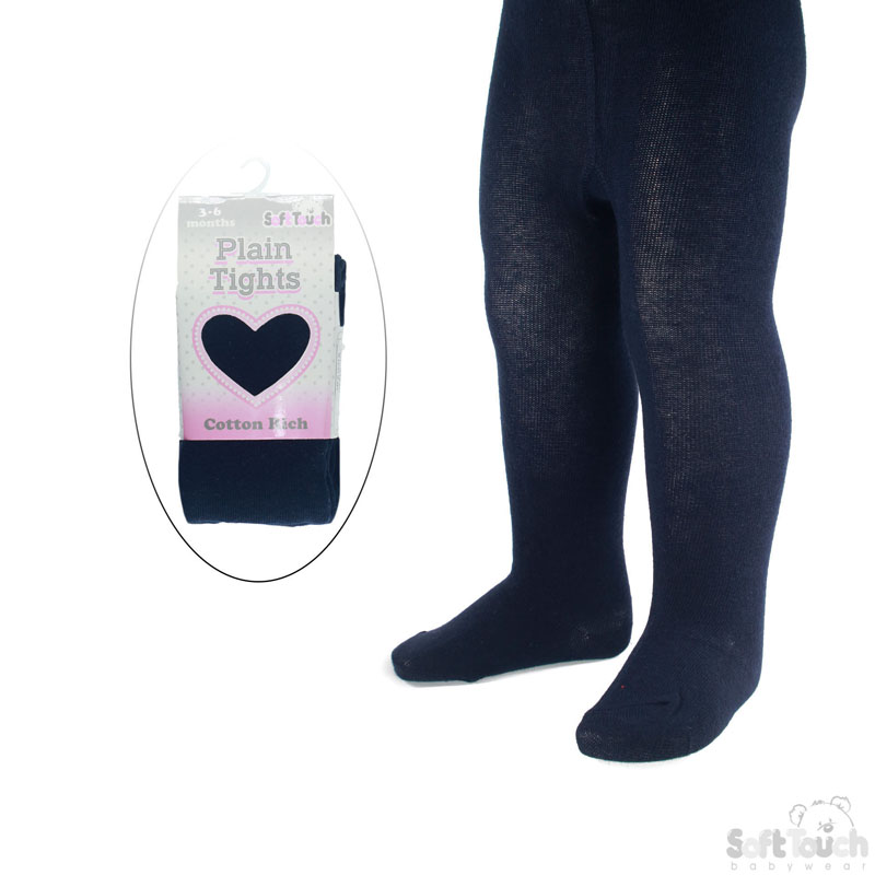 Plain Navy TIghts : T88-N 3-6m