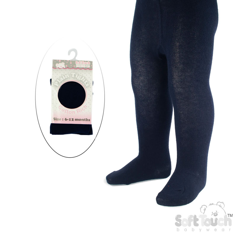 Plain Navy Tights : T88-N 6-12m