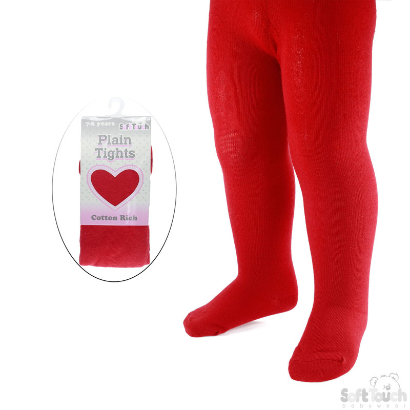 Plain Red Tights : T90-R 7-8y