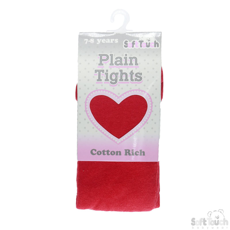 Plain Red Tights : T90-R 7-8y
