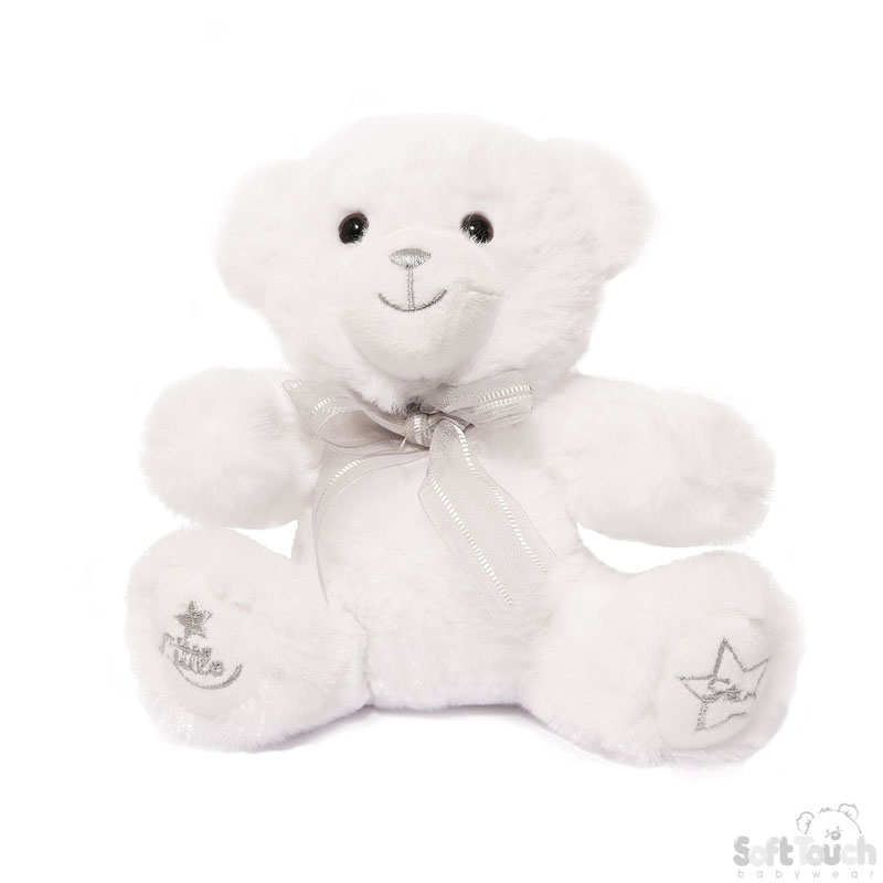 15cm White Teddy Bear W/Star Emb. No. TB215-W