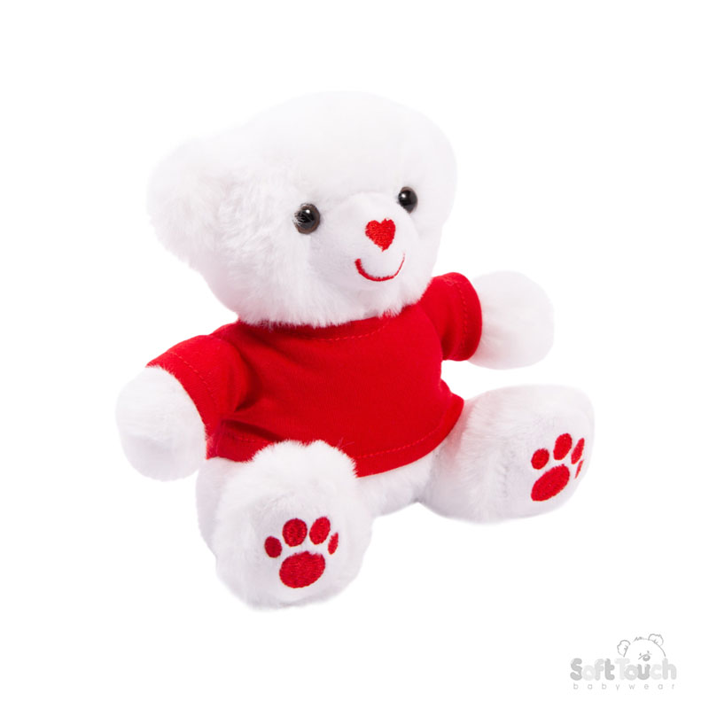 15cm White Teddy w/Red T-Shirt  : TB315-R