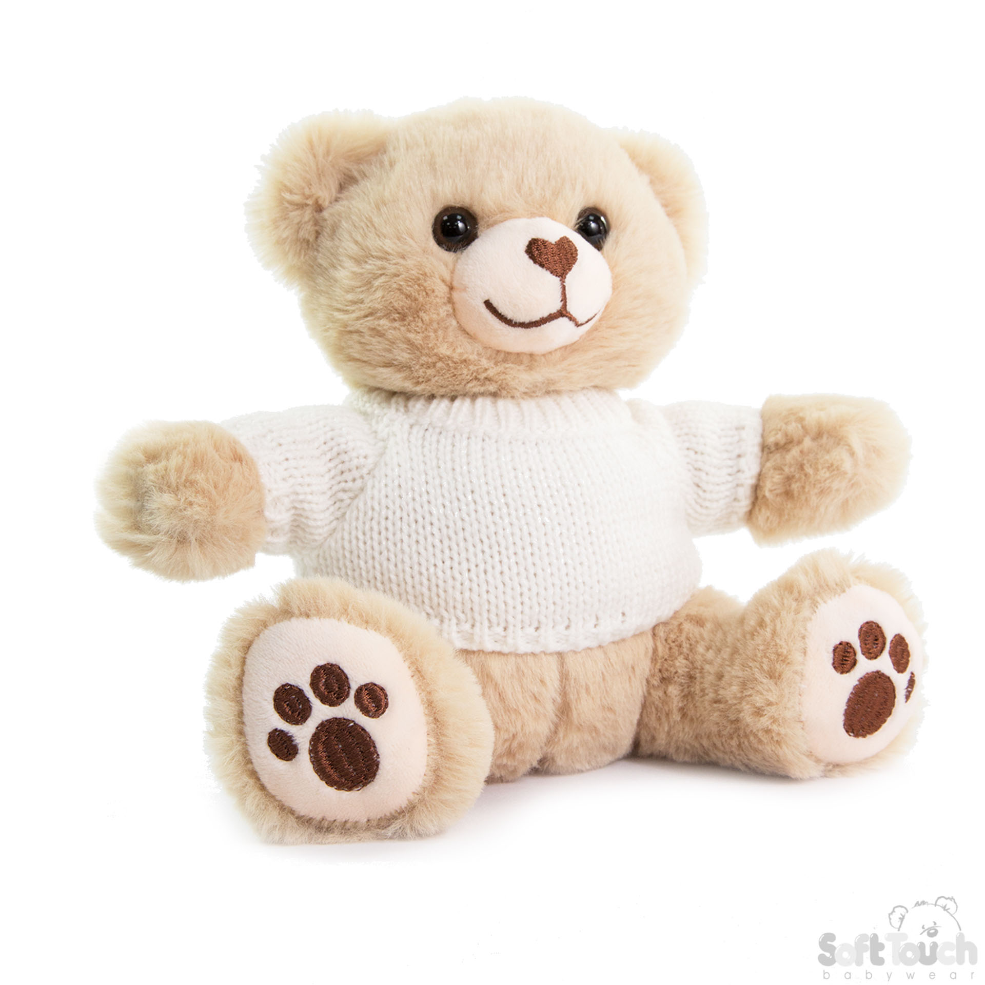 Brown Teddy Bear w/Sweater & Paws Emb : TB320-BR
