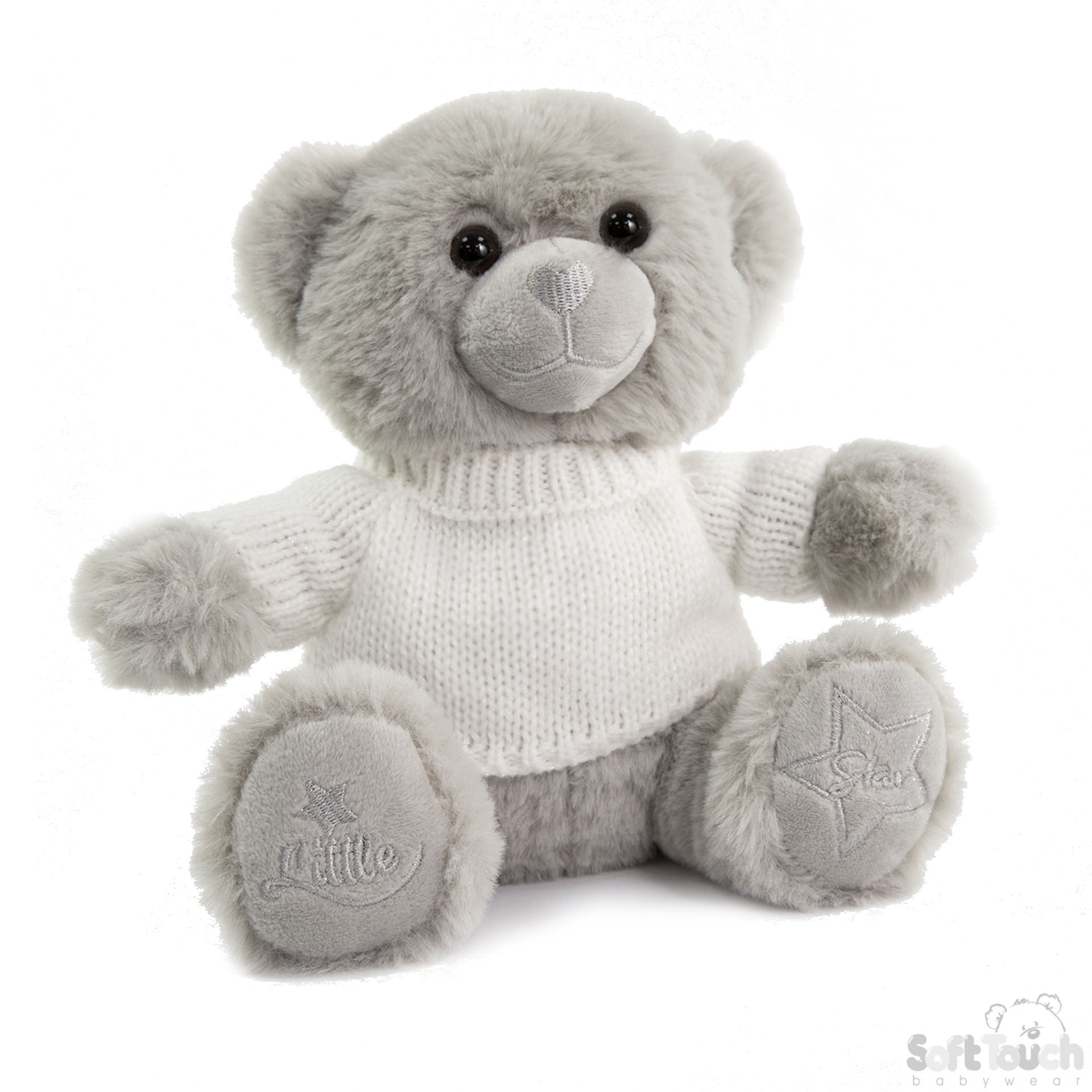 Grey Teddy Bear w/Sweater & Little Star Emb : TB320-G