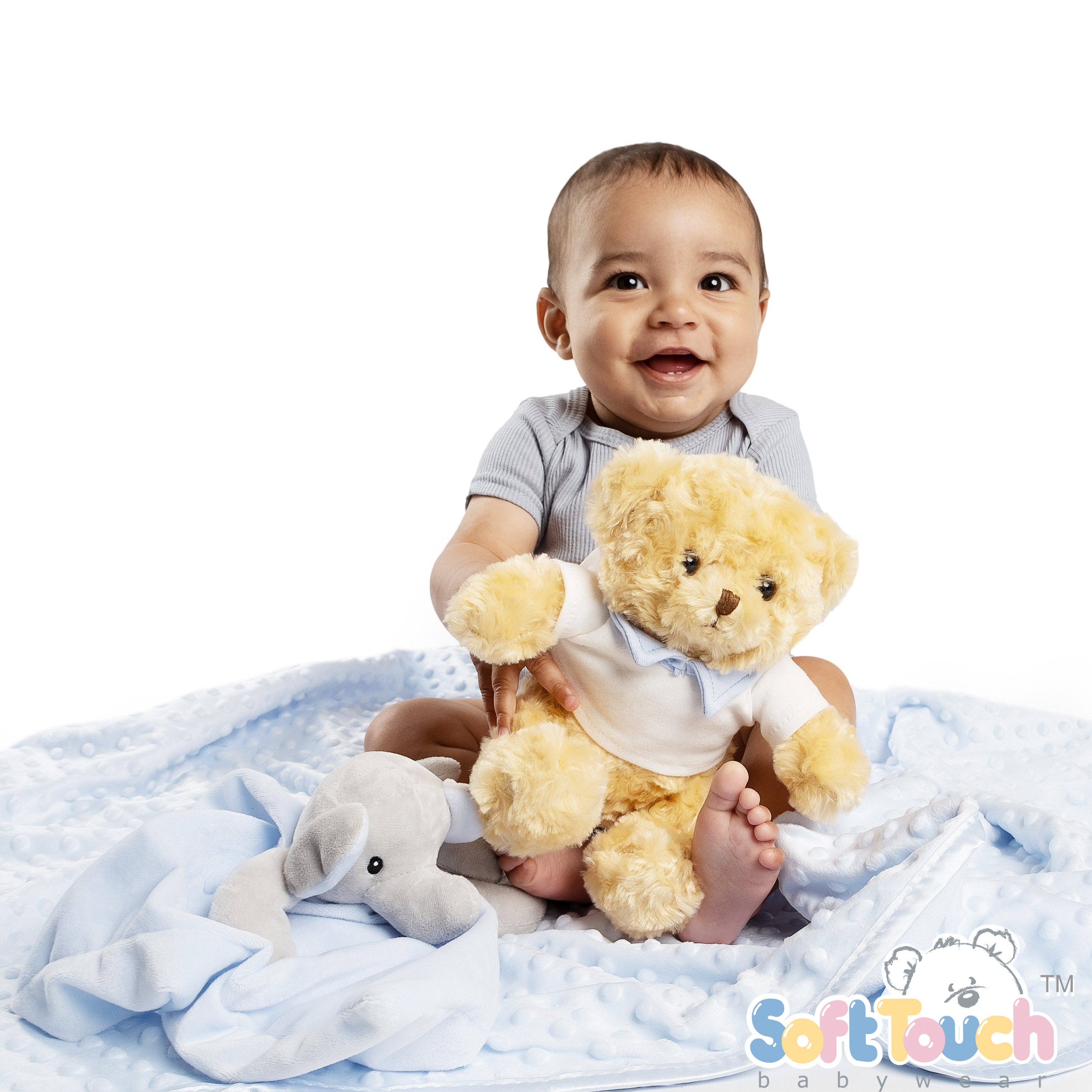 20cm Brown Teddy w/ T-Shirt with Blue Collar : TB420-B