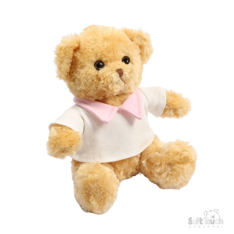 20cm Brown Teddy w/ T-Shirt with Pink Collar : TB420-P