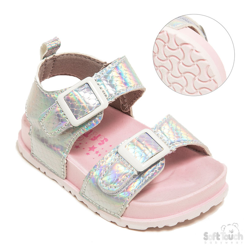Infants Silver Holographic Sandals No. TS100